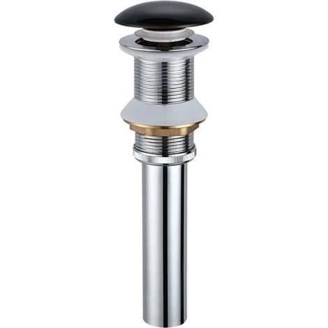 Bonde de salle de bain, bonde de salle de bain, bouchon de bonde de lavabo, couvercle en céramique, cuivre massif, bonde à ressort, bonde en céramique noire B (couleur : céramique noire (1/4)