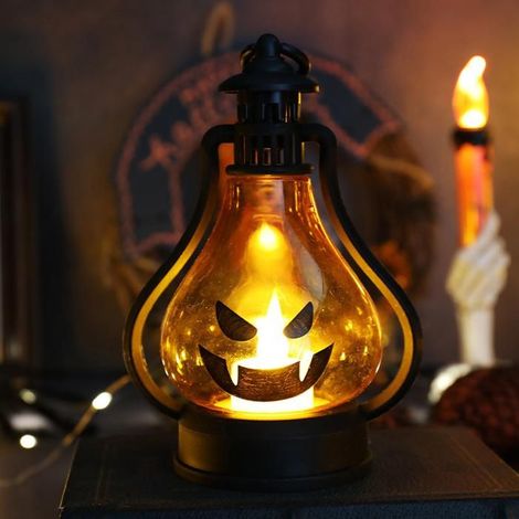 Lanternes Halloween - LEYUANDODO - Lot de 2 - Bougie LED - Noir - Décoration Effrayante (1/4)