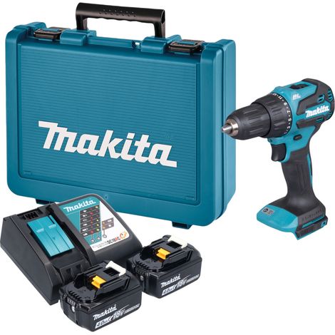 Taladro atornillador de percusión a batería Makita DHP 490 RME de 18 V, 65 Nm, sin escobillas + 2 baterías de 4,0 Ah + cargador + maletín (1/5)