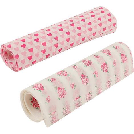 100 feuilles/2 boîtes de papier sulfurisé résistant à l'huile pour la cuisson, l'emballage alimentaire et la cuisine (motif rose/cœur, 50 feuilles par boîte)-25x21.5cm (1/4)