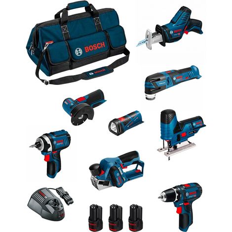 BOSCH Kit BMKB8-28DD3 (GSR12V-15+GDR12V-105+GWS12V-76+GST12V-70+GOP12V-28+GSA12V-14+GLI12V-80+GHO12V-20+3x2,0Ah+GAL1230CV+HDBAG) (1/5)