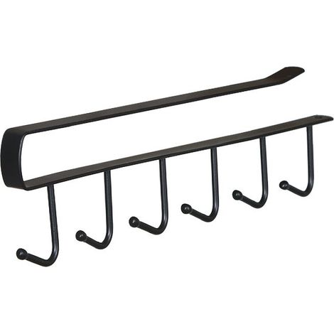 2 Tasse Rangement Crochets, Armoir, Ustensiles de Cuisine Cravates Ceintures et écharpe Accrocher Porte-Rack Crochet sous Placard Cabinet (Noir) (1/5)
