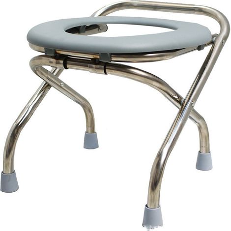 Tabouret De Toilette, Chaise Toilette Portable Acier Inoxydable H 42cm (1/5)