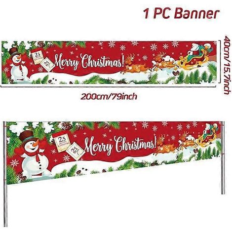Bannière de Noël extérieure - Décoration de Noël pour la maison - Ornement de Noël - Cadeau de Bonne Année - Style 26 (1/5)