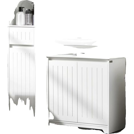 Mueble de baño, almacenamiento bajo el lavabo, diseño duradero, BLANCO (1/2)