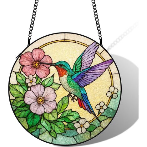 Décoration colibri vitrail attrape-soleil 16 cm suspension fenêtre oiseau cadeau grand-mère (1/5)