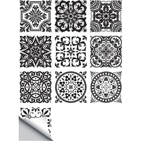 Lot de 10 stickers muraux autocollants pour carrelage, à poser soi-même, pour la cuisine, la salle de bain ou toute autre pièce. Amovibles et faciles à retirer. Protection et rangement pour votre inté (1/2)