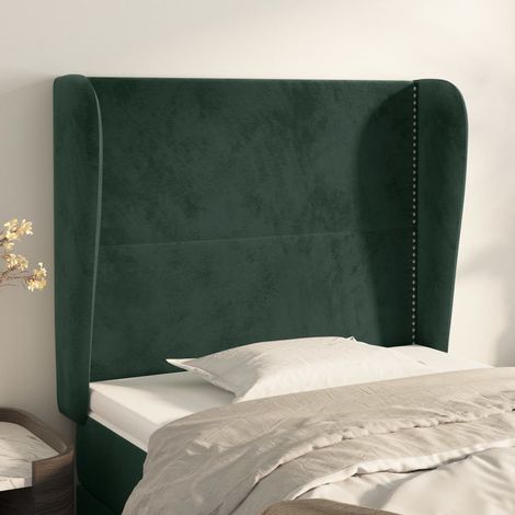 Cabecero con orejas de terciopelo verde oscuro 103x23x118/128cm vidaXL (1/5)