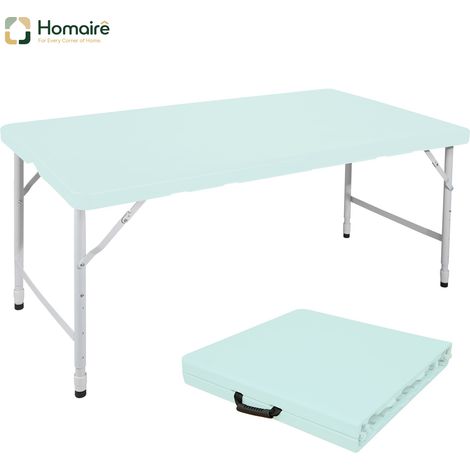 HOMAIRE Table pliante portable robuste 125cm à hauteur réglable et poignée, multifonctionnelle pour camping, pique-niques, fêtes intérieur/extérieur, capacité 135KG