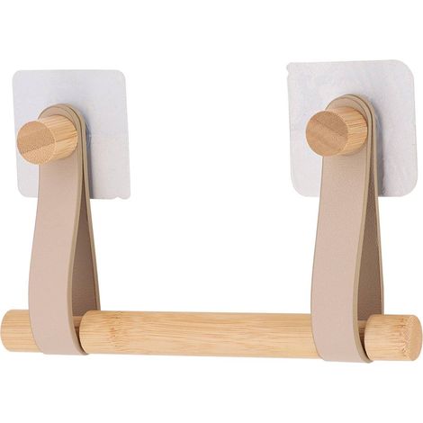 Rotolo di carta igienica in bambù + strisce in similpelle su adesivo - bambù beige - Tendance