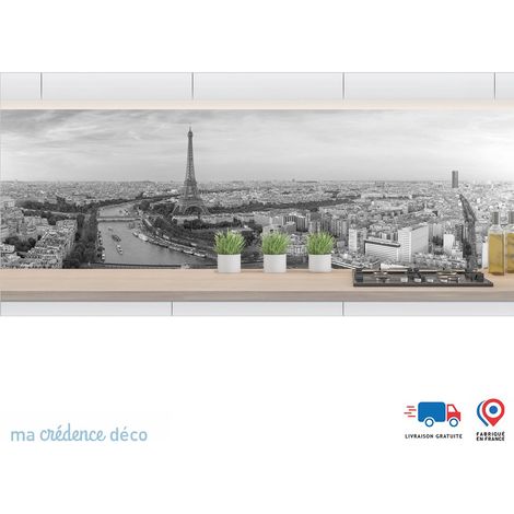 Crédence : Vue de Paris Noir et blanc - Alu composite - 60 - 120 (1/3)