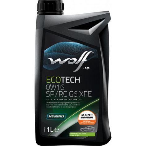 WOLF - Huile moteur ECOTECH 0W16 SP/RC G6 XFE - Bidon de 1 litre - 1047248 - Ce produit de marque WOLF est neuf.