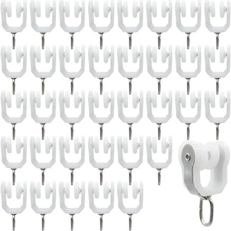 Gardinenschienenrollen - 36-teiliges Set für den Außenbereich, Gardinenschiene, Gardinenhaken, Gleitschiene, Gardinenrolle aus Edelstahl (Weiß) (1/4)