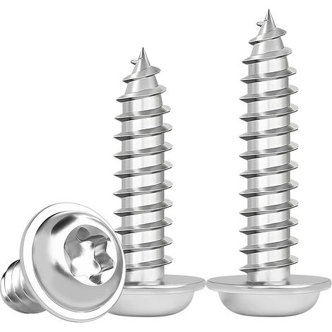20 Pièces Vis Métalliques à Bois Torx - M3 à M5 (10–30 mm) Acier inoxydable Vis Autotaraudeuses avec Rondelle à Filetage Complet, M5 x 18mm (1/5)