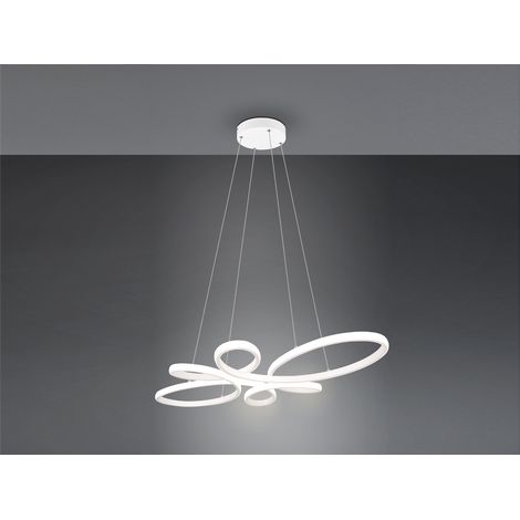Große LED Pendelleuchte FLY geschwungen Weiß, Breite 83cm