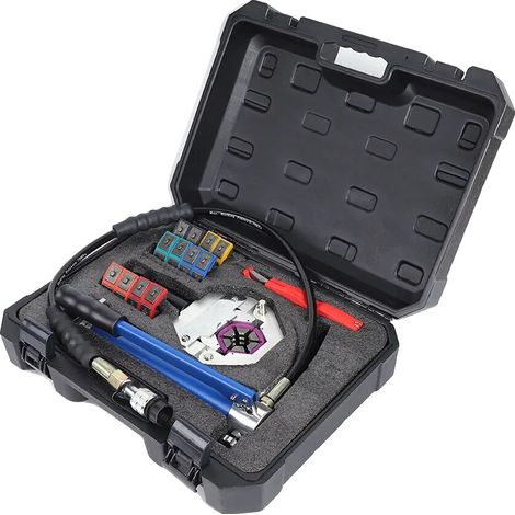 Outil de sertissage manuel, 7 matrices, kit de travail des métaux, Bleu (1/2)