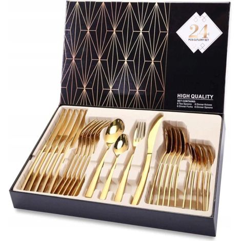 Set de couverts 24 pièces doré pour 6 personnes - Acier (1/5)