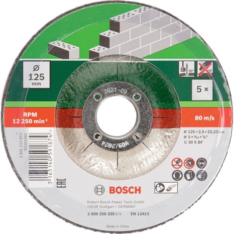 Set discos tronzar 5 piezas acodado piedra Ø 125 mm  BOSCH 2609256335 (1/5)