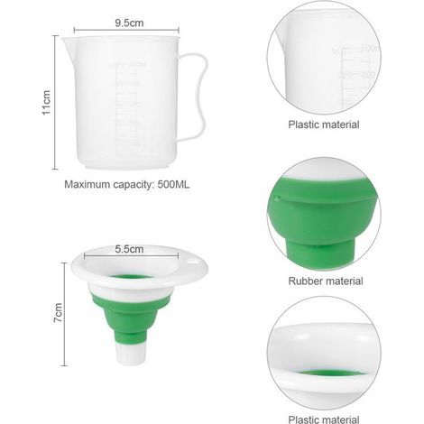BelleRise – Vaso Messbecher & Falttrichter – 500 ml transparenter Kunststoff – präzise Dosierung ohne Überlaufen – DIY CO₂-Aquarium (1/5)