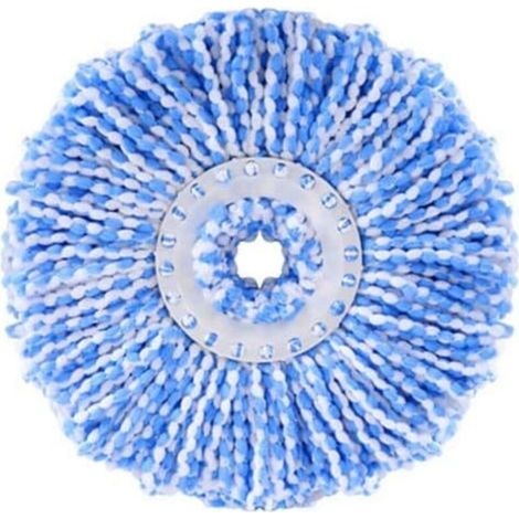 Testine rotonde in microfibra per mocio, girevoli a 360° per la pulizia dei pavimenti (diametro 16 cm, blu) (1/5)