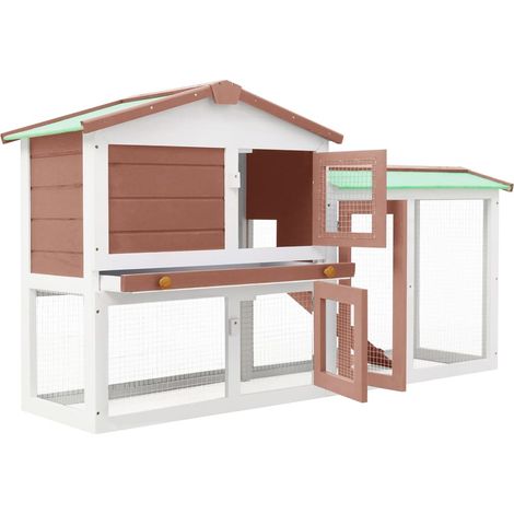 INLIFE Clapier large d'extérieur Marron et blanc 145x45x85 cm Bois (1/5)