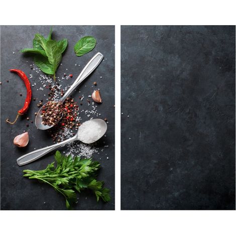 Plaques de protection en verre trempé pour cuisinière – Lot de 2 – 52 x 30 cm – Résistantes aux chocs – Hygiéniques et inodores