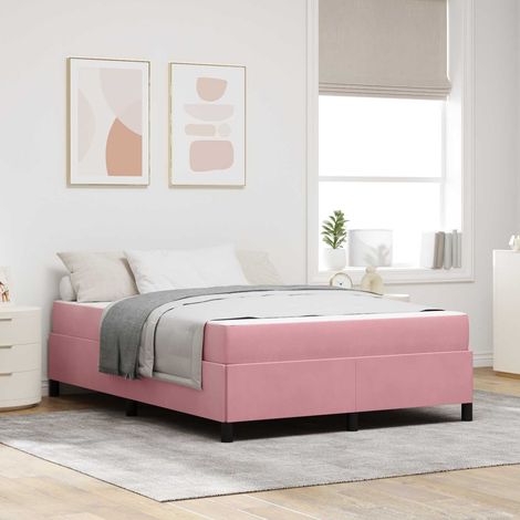 vidaXL Bettrahmen mit Matratze Rosa 160 x 200 cm Stoff (1/5)