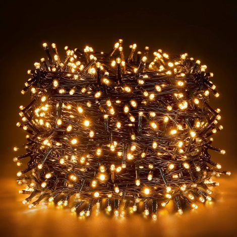Guirlande Lumineuse LED 50m 500LEDs Extérieur Multicolore, Eclairage Lumineux Noël Décoration 8 Modes IP44 Extérieur/Intérieur Pour Noël Sapin Jardin Arbre Mariage (Rose Jaune Vert Bleu)