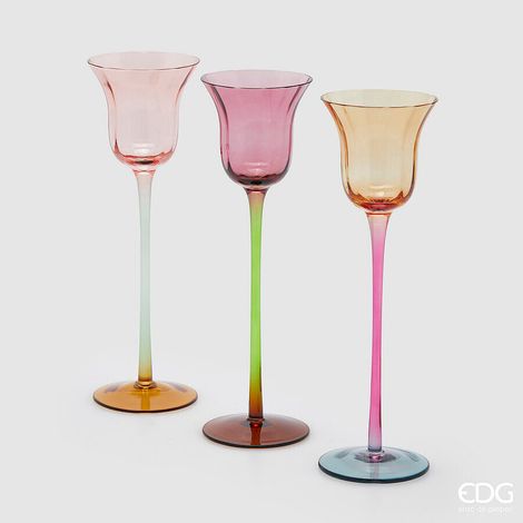 EDG Enzo De Gasperi Portacandela Tulipano Lux H 25 Cm D 7,5 Cm  3Ass. Multicolor 1 Pz (1/2)
