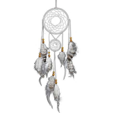 Attrape Rêves Fait Main - Anneau En Fer Robuste Et Plumes Naturelles - Décoration Murale Pour Chambre Et Voiture - 1 Pièce