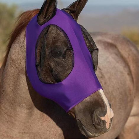 Masque Anti-mouches For Chevaux Avec Oreilles, Masque Anti-mouches For Chevaux, Masque De Protection For Les Yeux For Chevaux, Couvre-tête De Cheval, Maille Fine, Élastique, Respirant, Protection UV (1/5)