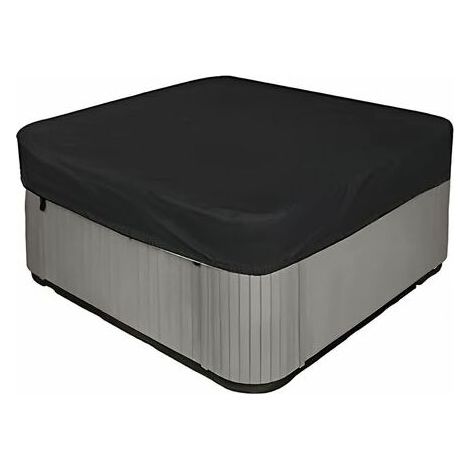 Wasserdichte, quadratische 210D-Abdeckung für Whirlpools – UV-Schutz – 218 x 218 x 30 cm (Länge x Breite x Höhe) – Schwarz (1/5)