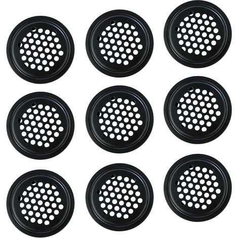 10 Pièces Grille de Ventilation Noire, Couverture de la Grille 19mm, Acier Inoxydable Mailles de Ventilation, Couvercle D'aération pour Armoires, Bibliothèques, Meubles à Chaussures (1/5)