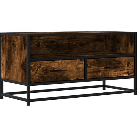 Mobile TV multimediale scaffale per televisione televisione buffet sala da pranzo soggiorno camera da letto rovere affumicato 80 x 34,5 x 40 cm derivati del legno e metallo marrone 020027386
