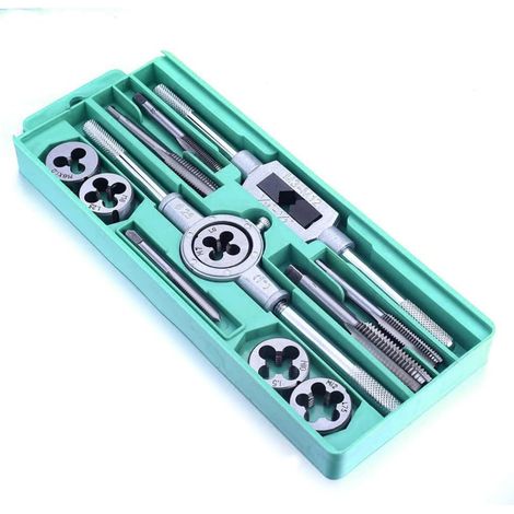 MINKUROW  Set Di Rubinetti E Piastre Metriche Combinazione Di Strumenti Per Filettature Metalliche Con Custodia Per Legno E Plastica 12pcs (1/5)