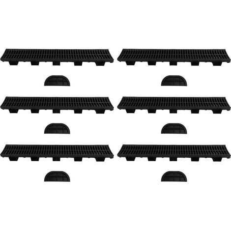 Système de drainage de tranchée, canal anti-fuite à verrouillage avec grilles pour jardins, fermes et terrasses, 6 ensembles (1/5)