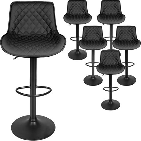 SiFree® Chaise de bar 6cps Chaise haute Hauteur réglable 83-103cm PU Motif diamant (noir) (1/5)