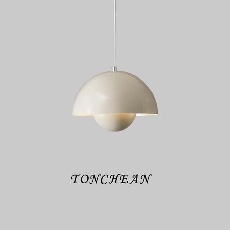 Suspension vintage lustre suspension en métal -Couleur crème lampe de table à manger rétro suspension réglable en hauteur 150cm 1 x E27 Ampoules,parfait pour salle à manger cuisine salon bar- TONCHEAN (1/5)
