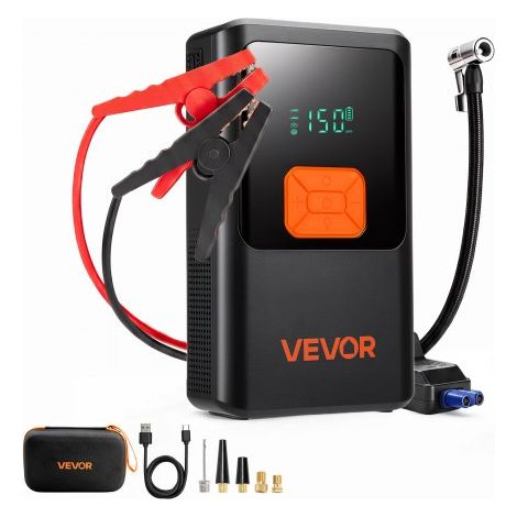 Booster Batterie Voiture avec Compresseur 4000 A Démarreur Batterie pour Moteurs Essence 9,0 L Diesel 8,0 L,Gonfleur de Pneus,1,03 MPa,Arrêt Automatique,12000 mAh,Portable avec Lampe LED (1/3)