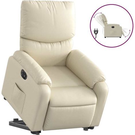 Fauteuil inclinable électrique en similicuir beige (1/5)