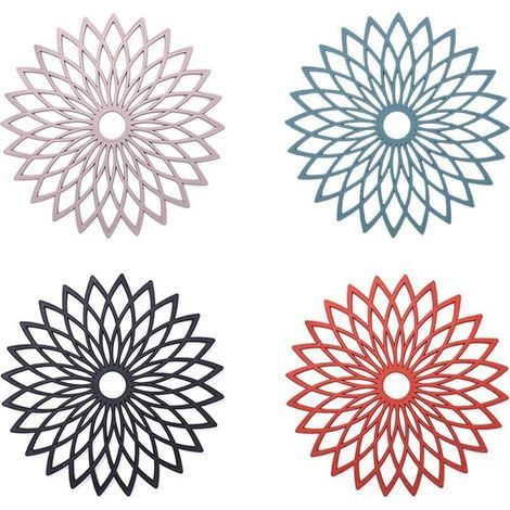 Fleurs Tapis Dessous Plat Silicone Dessous Plats Silicone Anti-DéRapant Isotherme Flexible Durable AntidéRapant Pour Pots,PoêLes,Assiettes,Verres,Bols Et Vases(8 PièCes,DiamèTre 19 Cm) (1/5)