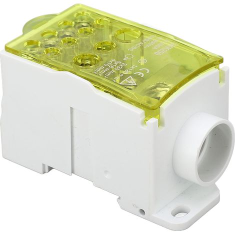 Boîte de jonction à bornier pour rail DIN, unipolaire, distribution électrique 690V 250A, jaune (1/5)