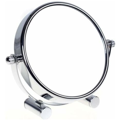 Miroir de Maquillage/Miroir cosmétique, pivotant à 360° - Double Face : Normal et grossissement x10.Miroir sur Pied, Miroir Rasage, Miroir Salle de Bain, chromé--TRIMEC (1/5)