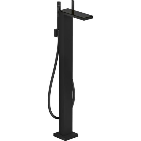 Einhebel-Wannenmischer AXOR MYEDITION bodenst m Platte mattschwarz/schwarzglas (1/2)
