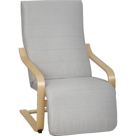 Fauteuil gris en lin synthétique avec repose-pieds réglable, 66,5x94x100 cm, relaxation confortable pour salon design