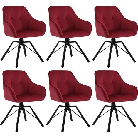 Woltu – Lot de 6 chaises pivotantes 360° en velours et métal – Chaise salle à manger scandinave – Accoudoirs et dossier confortables – Capacité 150 kg