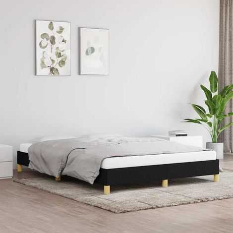 Bed Frame without Mattress Black 135x190 cm Double Double Fabric vidaXL (1/5)