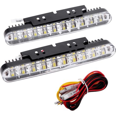 Juego de 2 luces diurnas LED (30 LED cada una) para automóviles, con intermitentes integrados. (1/5)
