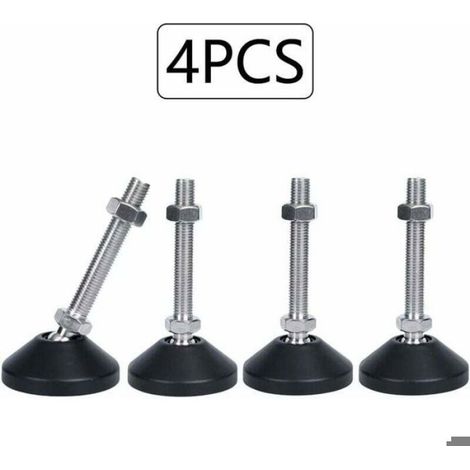 Pieds réglables M8x50 mm pour meubles, lot 4 vis réglage hauteur, silicone universel pour table, chaise (1/4)