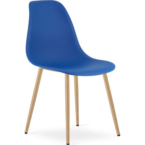 Sedia scandinava WAT blu con gambe effetto legno (1/5)